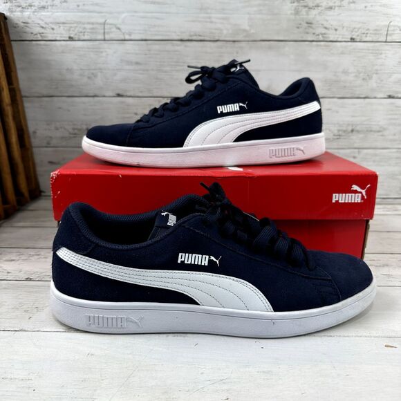 Puma Men's 11 Smash V2 Shoes Dark Navy‎ Blue Peacoat Suede Lace Up Sneakers - Picture 1 of 9